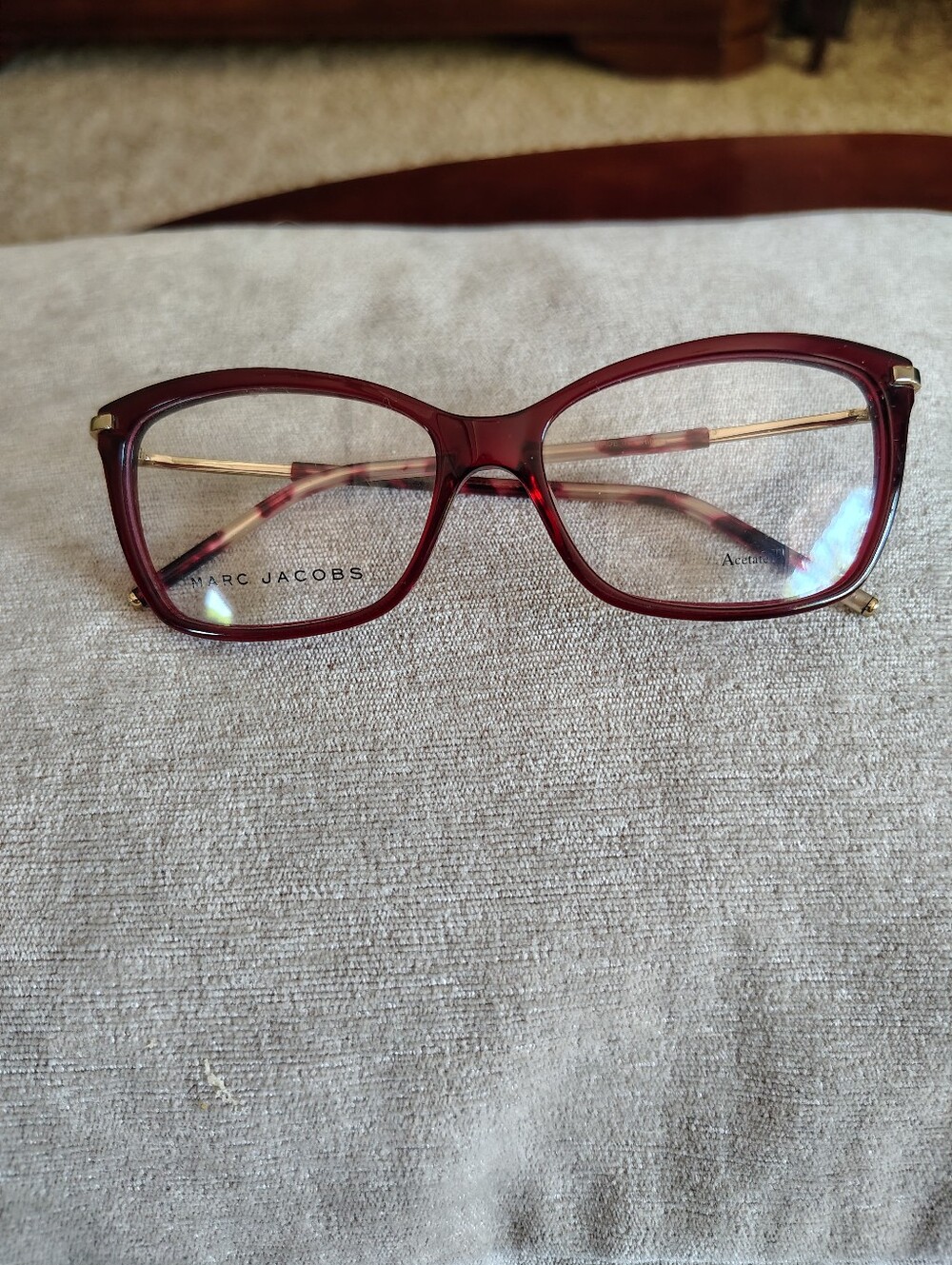 Marc Jacobs Burgundy Cat-Eye Optical Glasses with Gold Temples